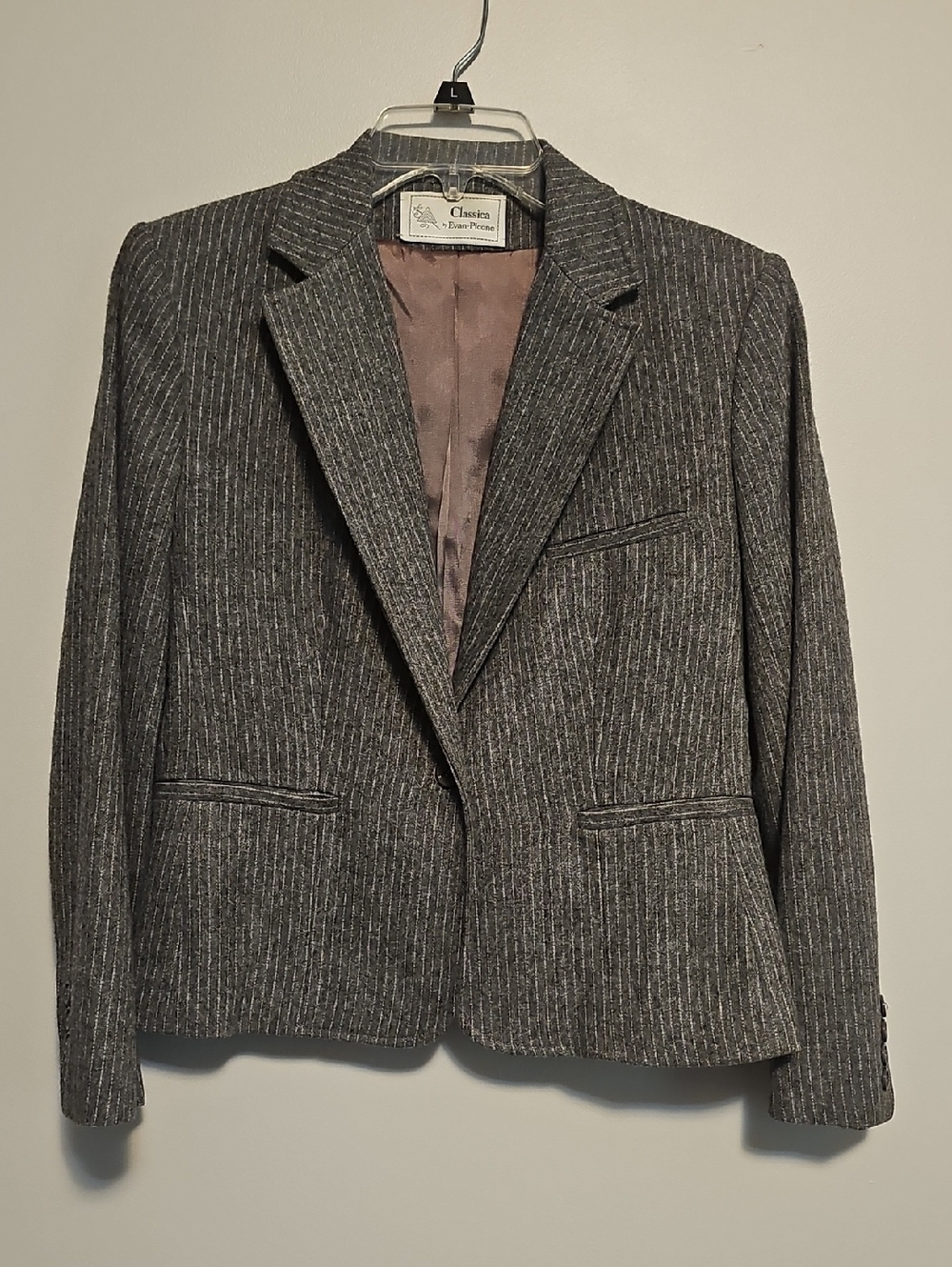 Evan Picone Vintage Wool Gray Pinstripe Women's Blazer